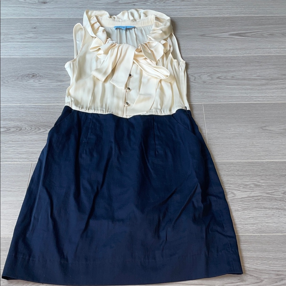 Elegant Cream and Navy Women’s Dress